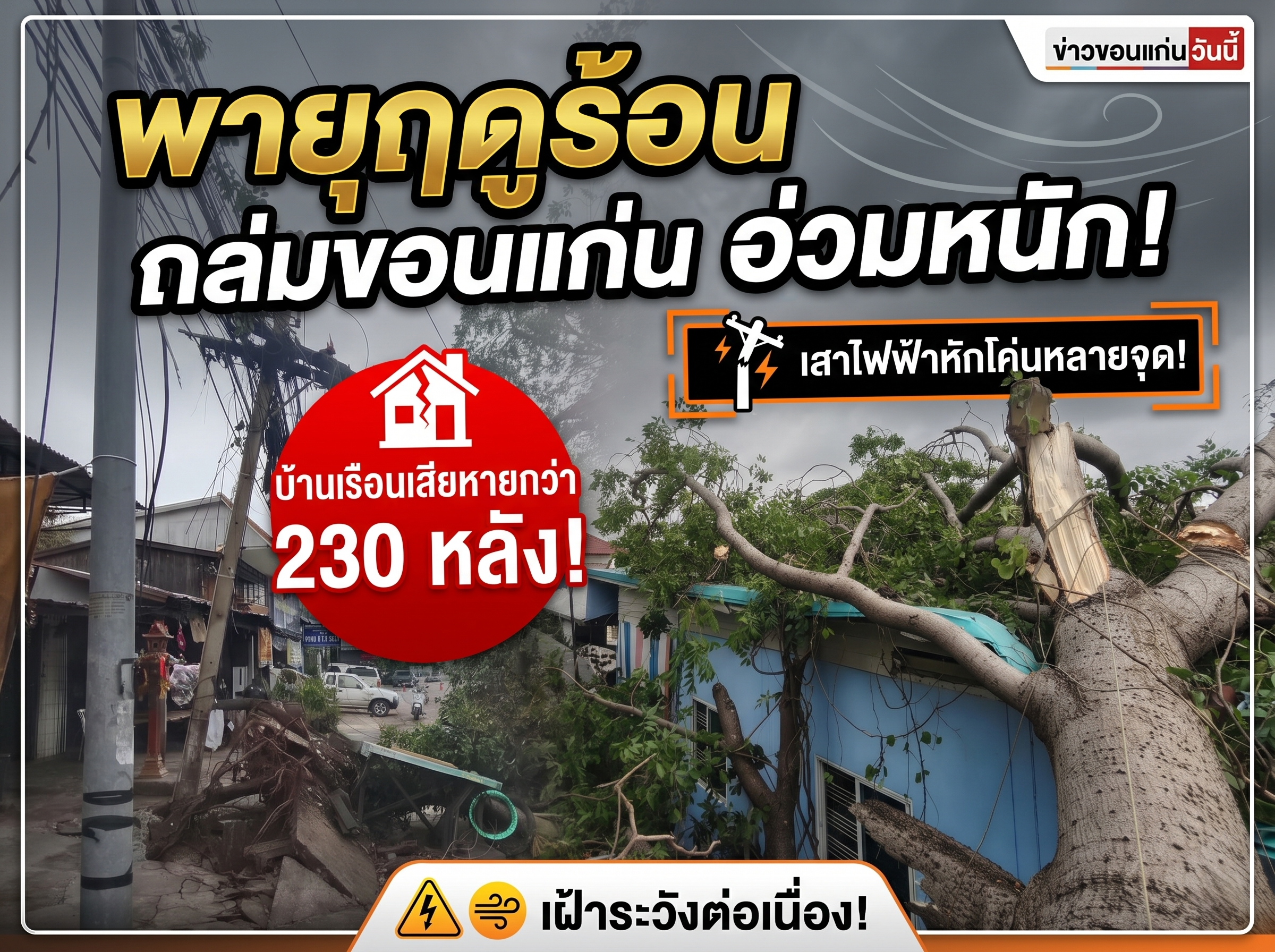 รวมผลกระทบจากพายุฤดูร้อนในพื้นที่จังหวัดขอนแก่น 30 เมษายน 2569