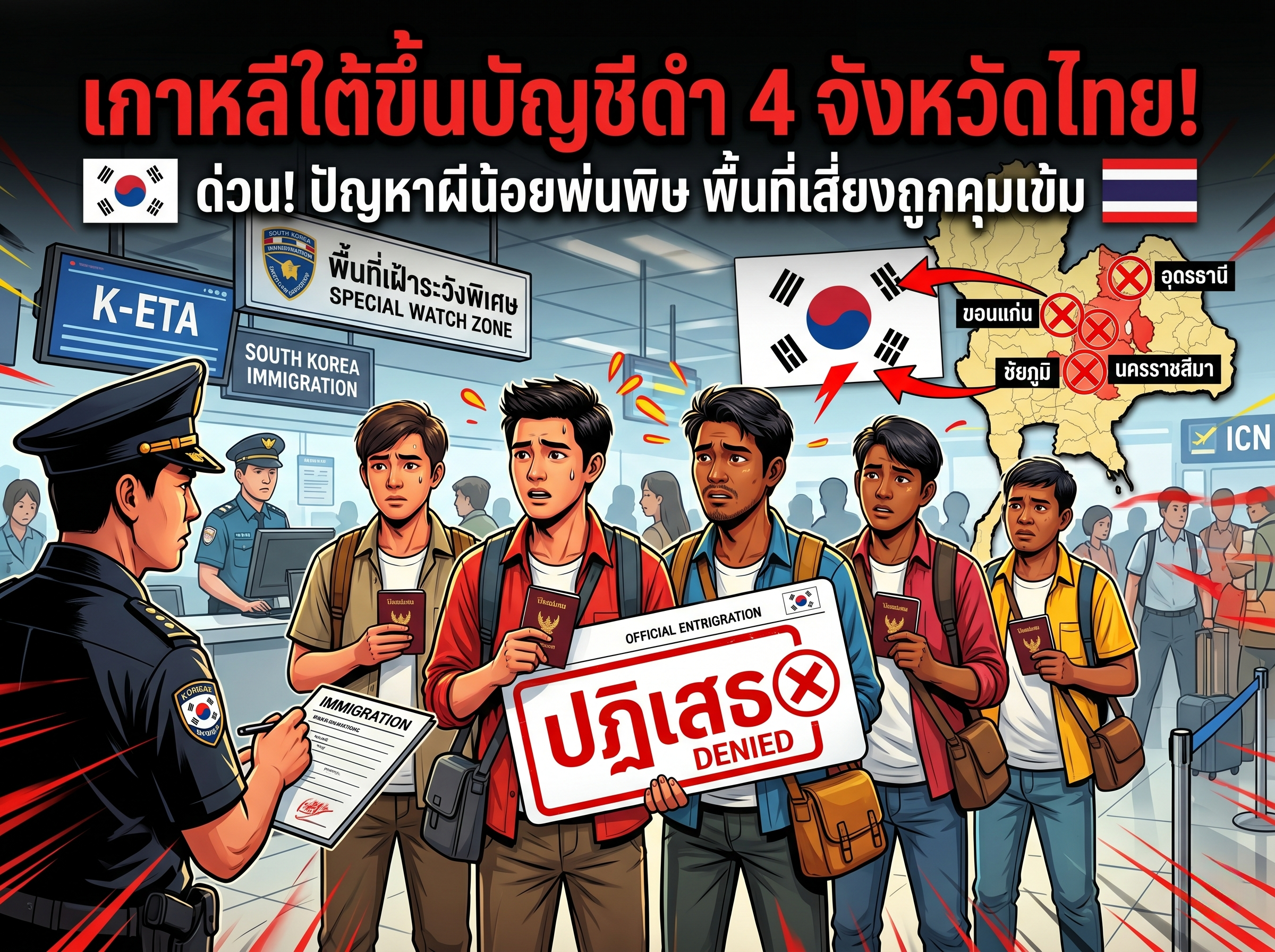 เกาหลีใต้ขึ้นบัญชีดำ 4 จังหวัดของไทย มีขอนแก่นด้วย