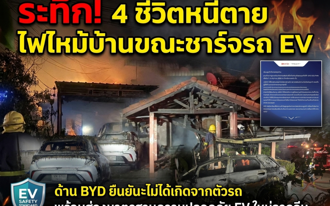 สรุปเหตุไฟไหม้บ้านขณะชาร์จ BYD Dolphin ที่ขอนแก่น เจ้าของรถยันไม่ได้เกิดจากรถ พร้อมเตรียมถอยคันใหม่ ด้านจีนจ่อใช้กฎเหล็กความปลอดภัย EV