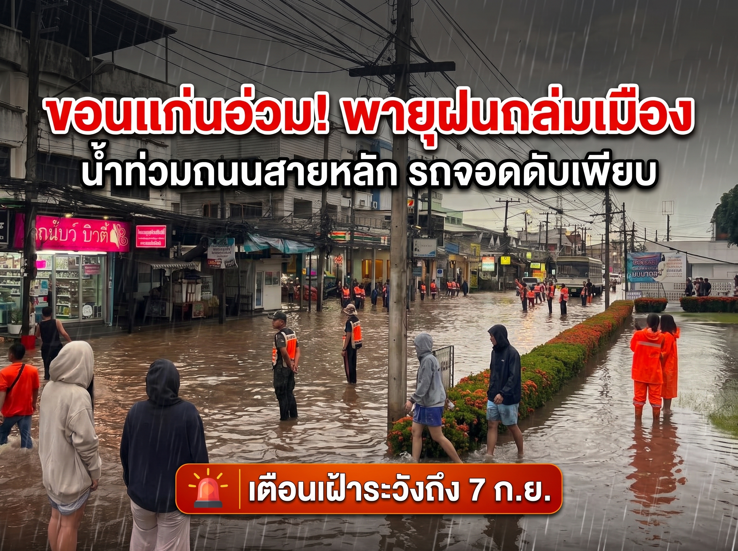 เกาะติดสถานการณ์น้ำท่วมขอนแก่น ล่าสุดฝนตกหนักถล่มเมือง ส่งผลให้น้ำท่วมขังถนนหลายสาย รถจอดดับหลายคัน พร้อมแนะวิธีรับมือและจุดเสี่ยงที่ต้องระวังถึง 7 ก.ย. นี้