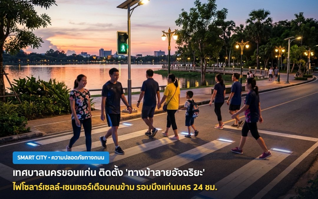 ขอนแก่นมีแผน ติดตั้ง ‘ทางม้าลายอัจฉริยะ-ไฟโซลาร์เซลล์’ รอบบึงแก่นนคร ปลอดภัย 24 ชม.